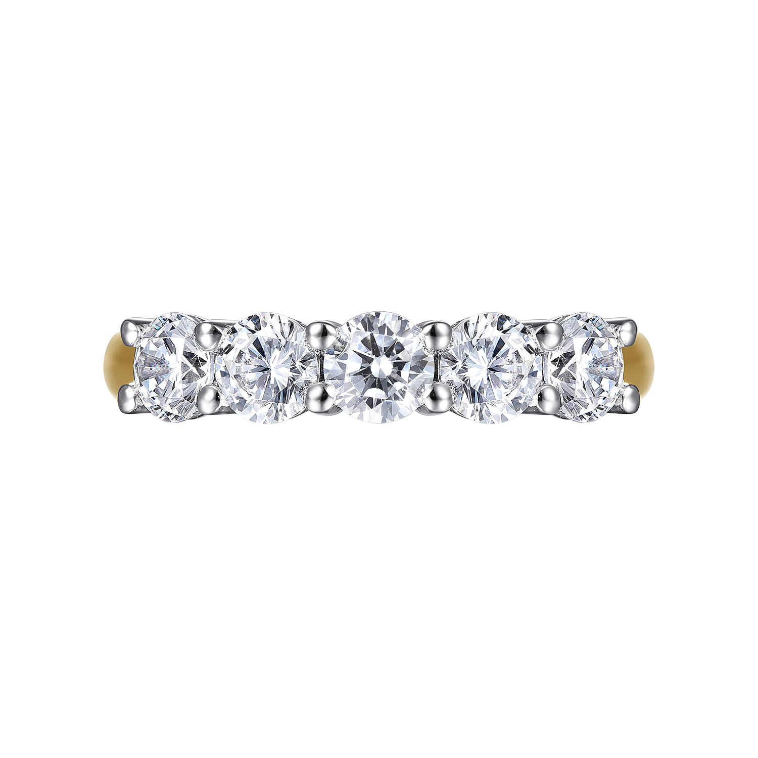 Fancy Wedding Ring in 14k Yellow/white Gold with Round Natural Diamond at Gabriel & Co. - Shot 6