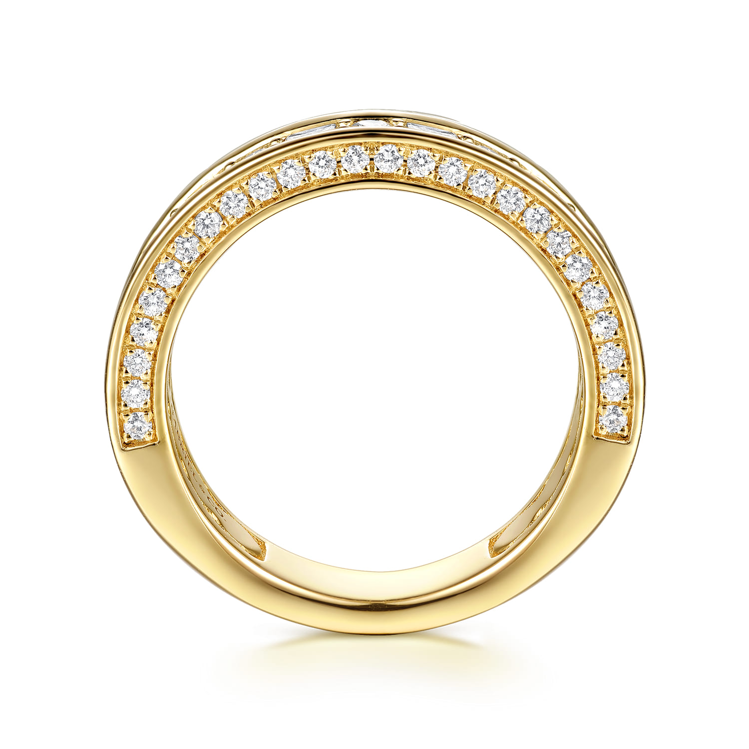 Straight Wedding Ring in 14k Yellow Gold with Princess Cut Natural Diamond at Gabriel & Co. - Shot 2