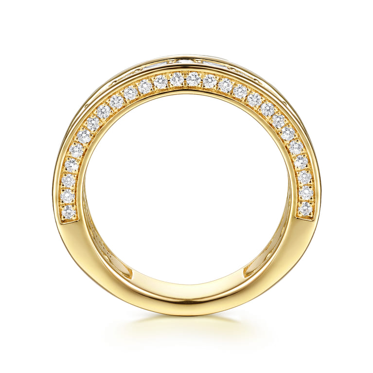 Straight Wedding Ring in 14k Yellow Gold with Princess Cut Natural Diamond at Gabriel & Co. - Shot 2