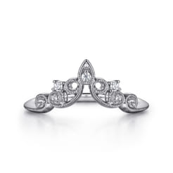 Sierra - 14K White Gold Curved Filigree Diamond Ring