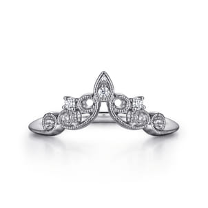 Sierra - 14K White Gold Curved Filigree Diamond Ring
