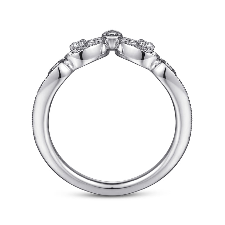 Curved Wedding Ring in 14k White Gold with Round Natural Diamond at Gabriel & Co. - Shot 2