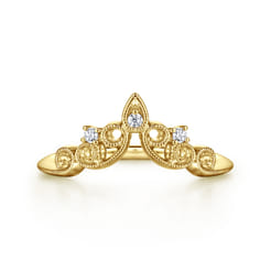 Sierra - 14K Yellow Gold Curved Filigree Diamond Ring