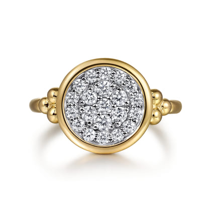 Signet Ring 14K White and Yellow Gold Diamond 0.5ct Bujukan