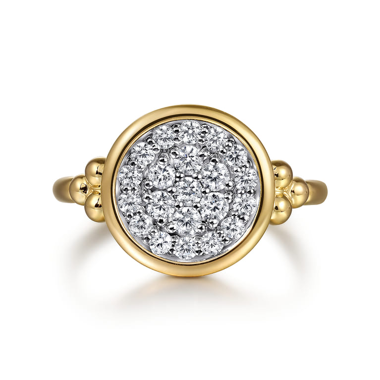 Signet Ring 14K White and Yellow Gold Diamond 0.5ct Bujukan - 0.5 ct - Shot 1