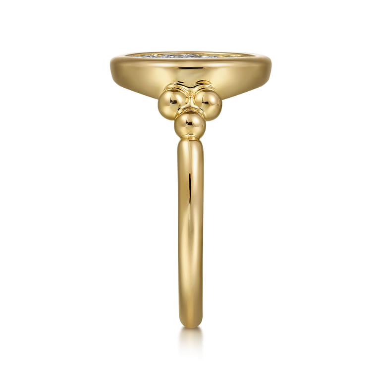 Signet Ring 14K White and Yellow Gold Diamond 0.5ct Bujukan - 0.5 ct - Shot 4