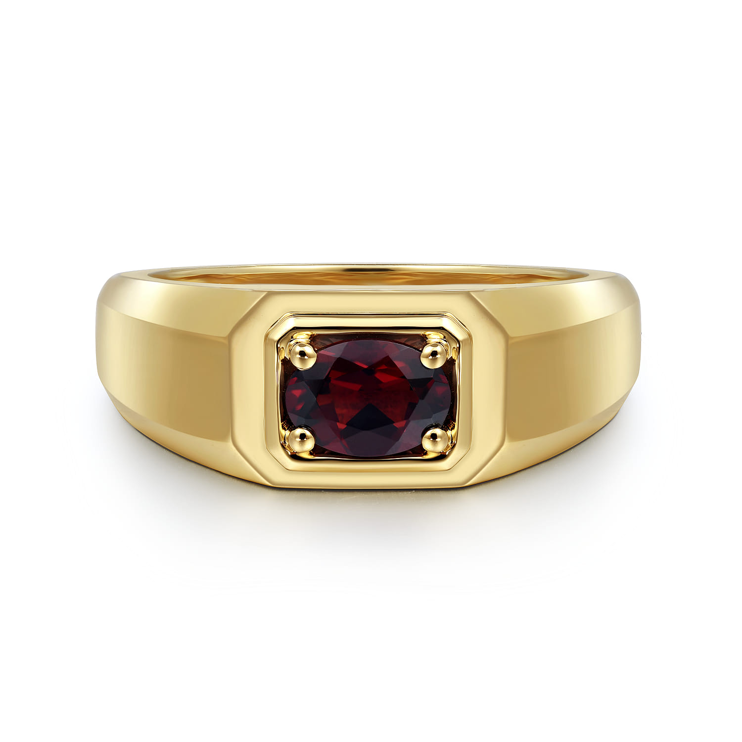 Signet Wide Band 925 Sterling Silver Garnet - Shot 1
