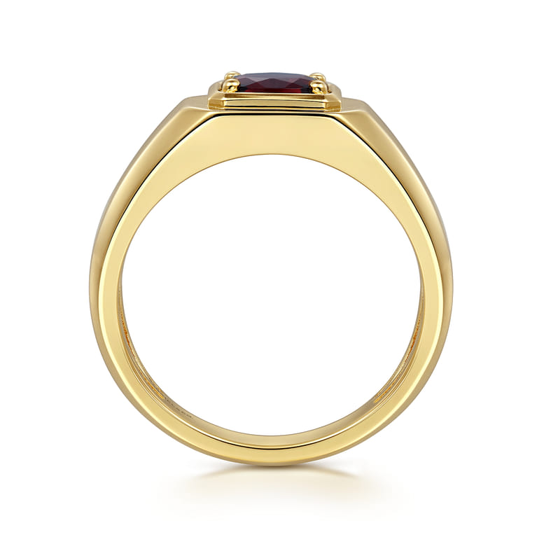 Signet Wide Band 925 Sterling Silver Garnet - Shot 2