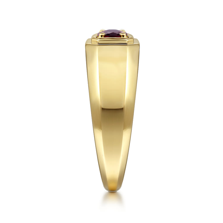 Signet Wide Band 925 Sterling Silver Garnet - Shot 4