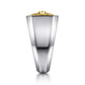 Signet Wide Band Startburst Center 925 Sterling Silver and 14K Yellow Gold Diamond and Onyx 0.03ct - 0.03 ct