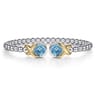 Silver 14K Yellow Gold Swiss Blue Topaz Bangle