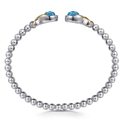 Silver 14K Yellow Gold Swiss Blue Topaz Bangle