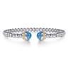 Silver 14K Yellow Gold Swiss Blue Topaz Bangle