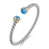 Silver 14K Yellow Gold Swiss Blue Topaz Bangle