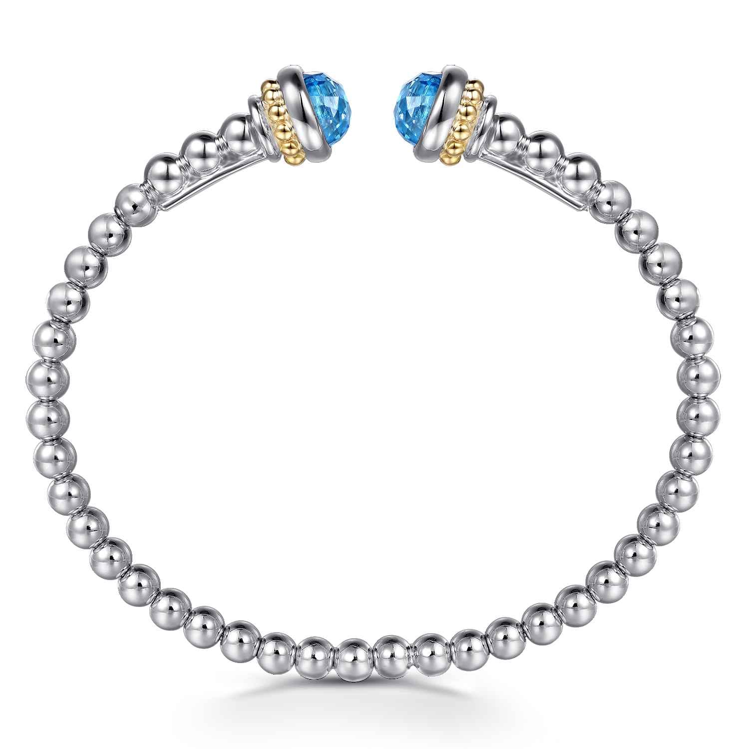 Silver 14K Yellow Gold Swiss Blue Topaz Bangle - Shot 3