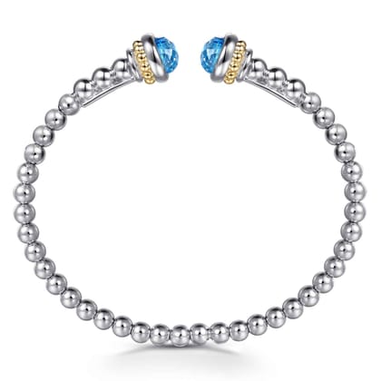 Silver 14K Yellow Gold Swiss Blue Topaz Bangle