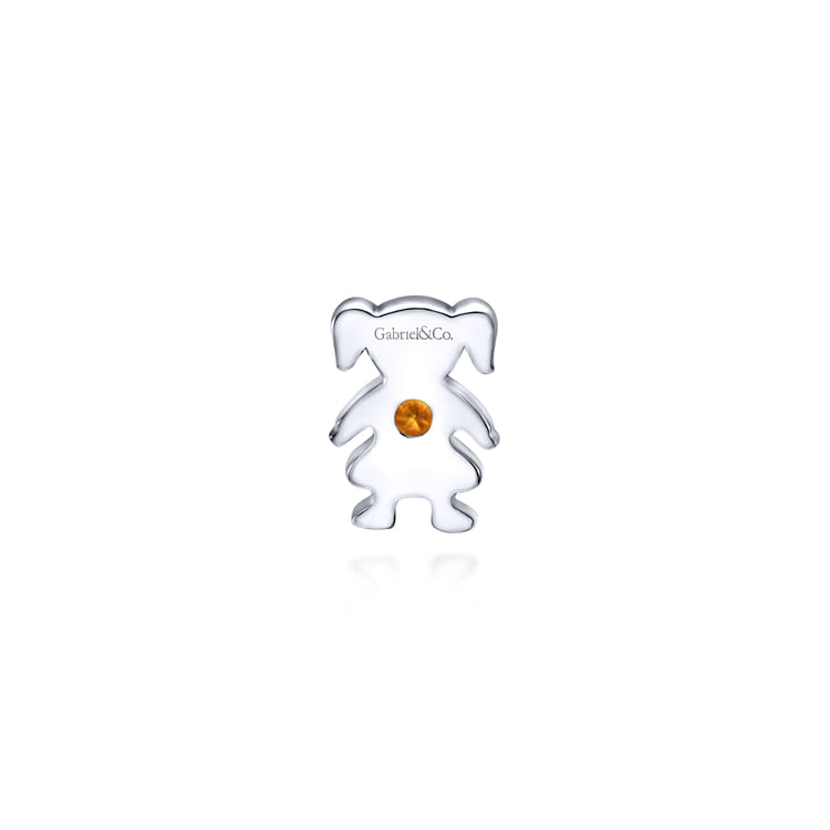 Silver Citrine Little Girl Charm Locket Charm Pendant