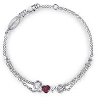 Silver LOVE Bracelet with Rubies