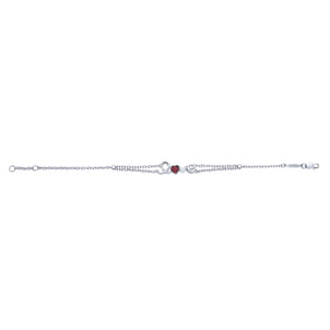 Silver LOVE Bracelet with Rubies
