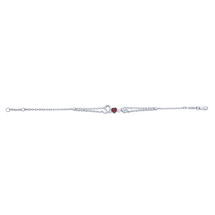 Silver LOVE Bracelet with Rubies