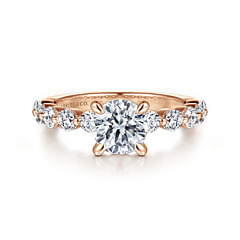 Silvey - 14K Rose Gold Round Single Prong Diamond Engagement Ring