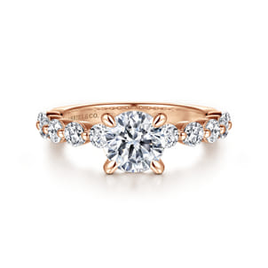 Silvey - 14K Rose Gold Round Single Prong Diamond Engagement Ring