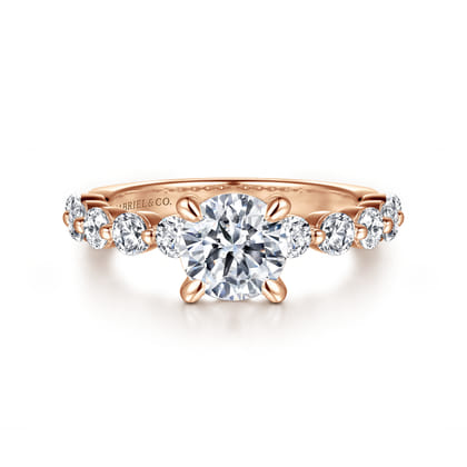 Silvey - 14K Rose Gold Round Single Prong Diamond Engagement Ring