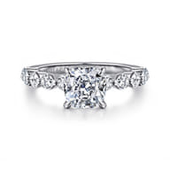 Silvey - 14K White Gold Cushion Cut Single Prong Diamond Engagement Ring