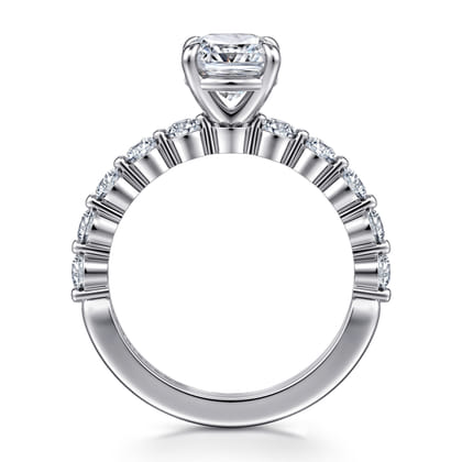 Silvey - 14K White Gold Cushion Cut Single Prong Diamond Engagement Ring