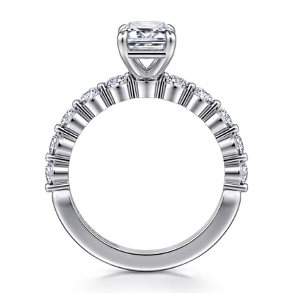 Silvey - 14K White Gold Emerald Cut Single Prong Diamond Engagement Ring