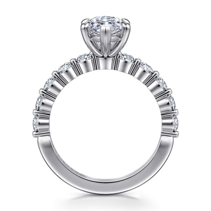 Silvey - 14K White Gold Marquise Shape Single Prong Diamond Engagement Ring