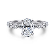 Silvey - 14K White Gold Oval Single Prong Diamond Engagement Ring