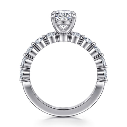 Silvey - 14K White Gold Oval Single Prong Diamond Engagement Ring