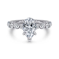 Silvey - 14K White Gold Pear Shape Single Prong Diamond Engagement Ring