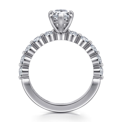 Silvey - 14K White Gold Pear Shape Single Prong Diamond Engagement Ring