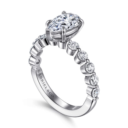Silvey - 14K White Gold Pear Shape Single Prong Diamond Engagement Ring