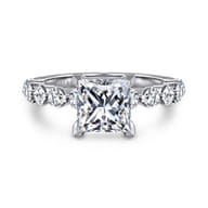 Silvey - 14K White Gold Princess Cut Single Prong Diamond Engagement Ring