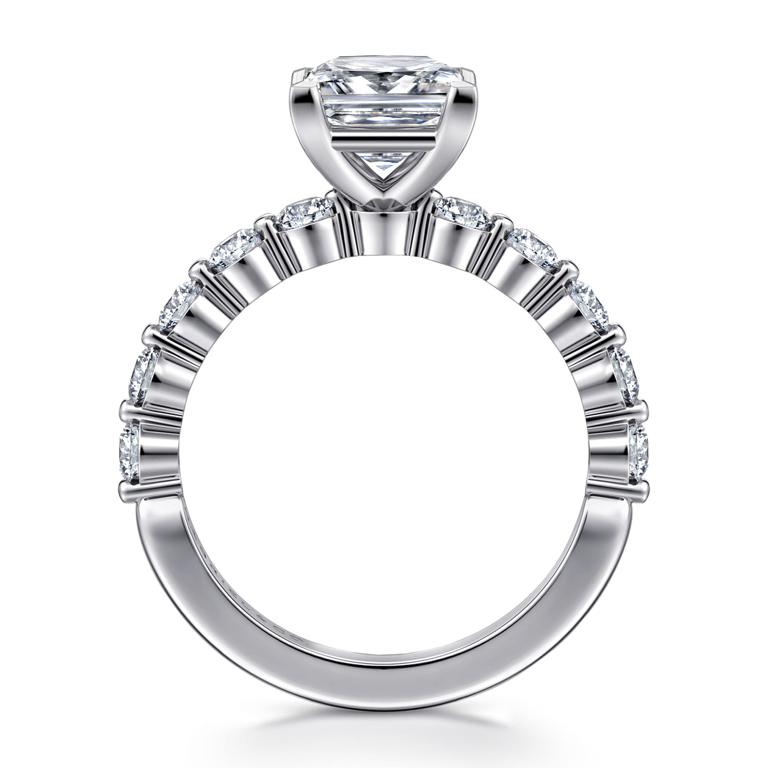 エルエル王子 Princess Cut Straight Ring in 14k White Gold | Gabriel & Co