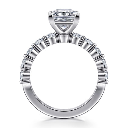 Silvey - 14K White Gold Princess Cut Single Prong Diamond Engagement Ring