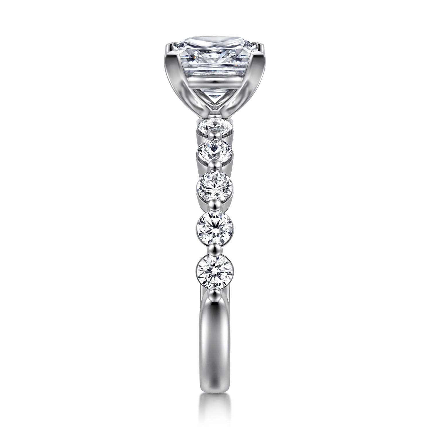 エルエル王子 Princess Cut Straight Ring in 14k White Gold | Gabriel & Co