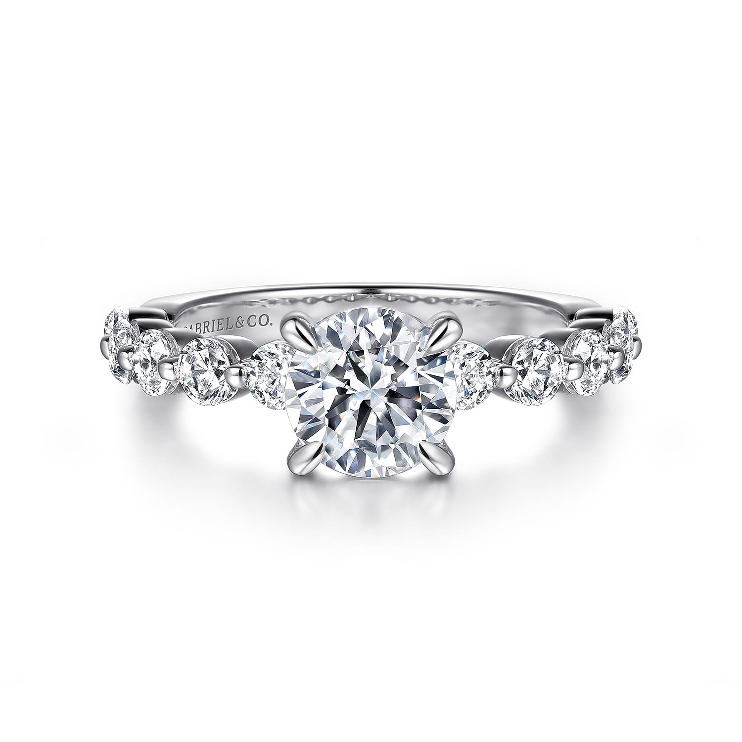 Silvey - 14K White Gold Round Single Prong Diamond Engagement Ring