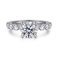 Silvey - 14K White Gold Round Single Prong Diamond Engagement Ring