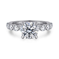 Silvey - 14K White Gold Round Single Prong Diamond Engagement Ring