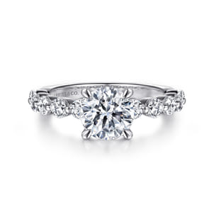 Silvey - 14K White Gold Round Single Prong Diamond Engagement Ring