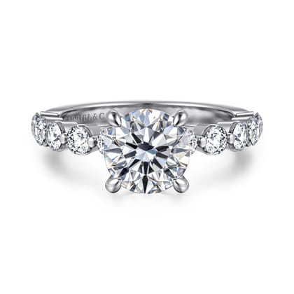 Silvey - 14K White Gold Round Single Prong Diamond Engagement Ring