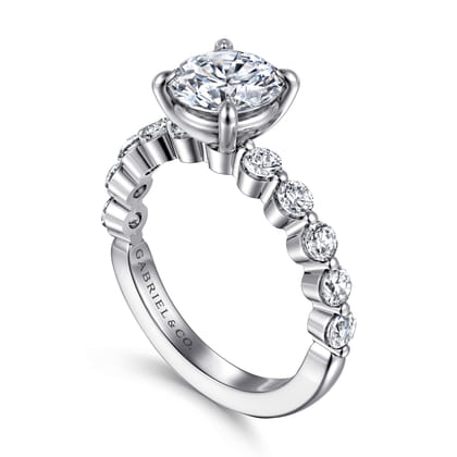 Silvey - 14K White Gold Round Single Prong Diamond Engagement Ring