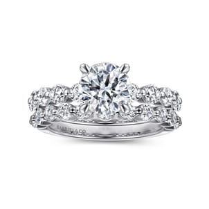 Silvey - 14K White Gold Round Single Prong Diamond Engagement Ring