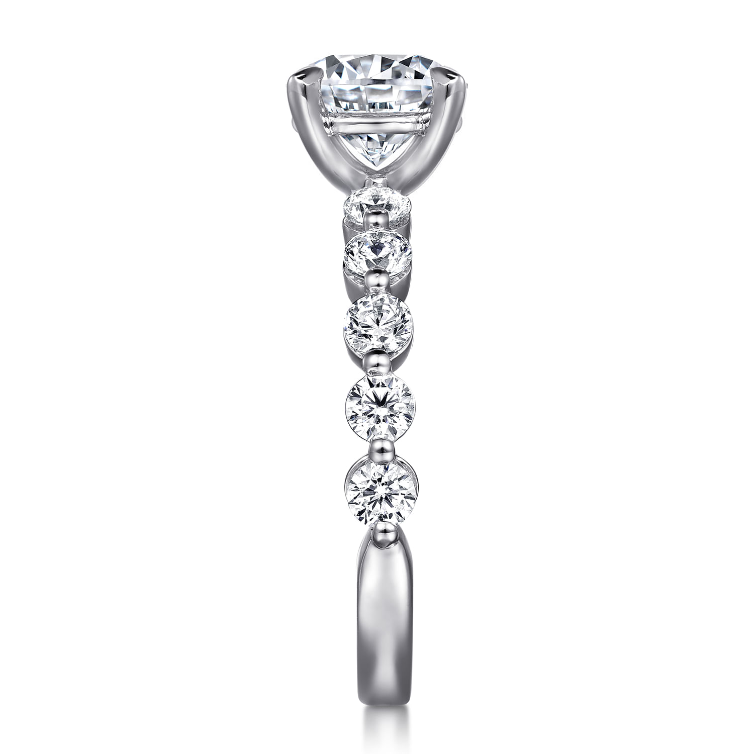 Silvey - 14K White Gold Round Single Prong Diamond Engagement Ring