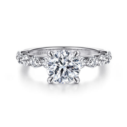 Silvey - 14K White Gold Round Single Prong Diamond Engagement Ring