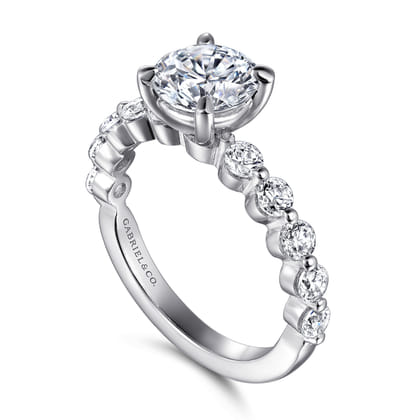 Silvey - 14K White Gold Round Single Prong Diamond Engagement Ring